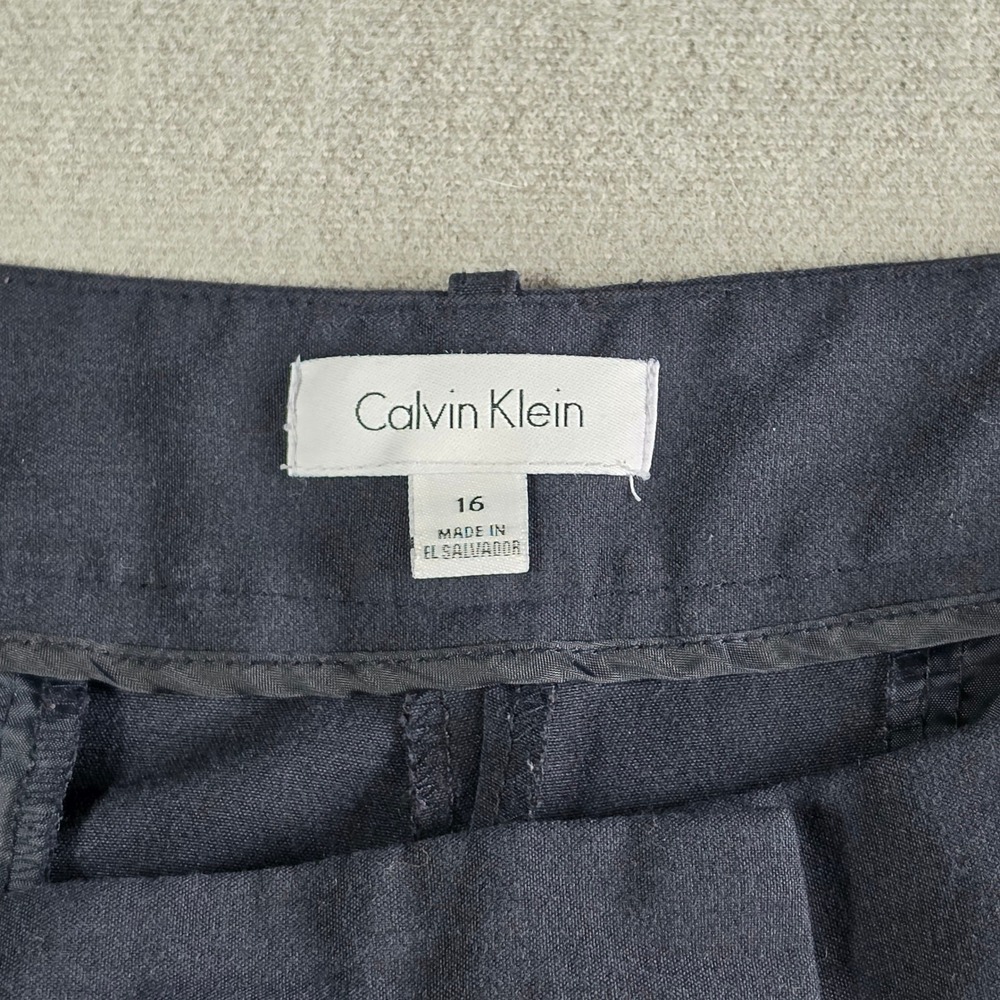 Calvin Klein Dress Pants Women 16 Black Wide Leg Stretch Professional Office - Picture 3 of 16